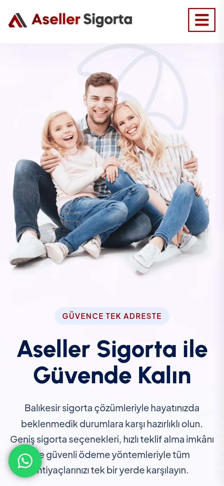 Aseller Sigorta mobil görünümü