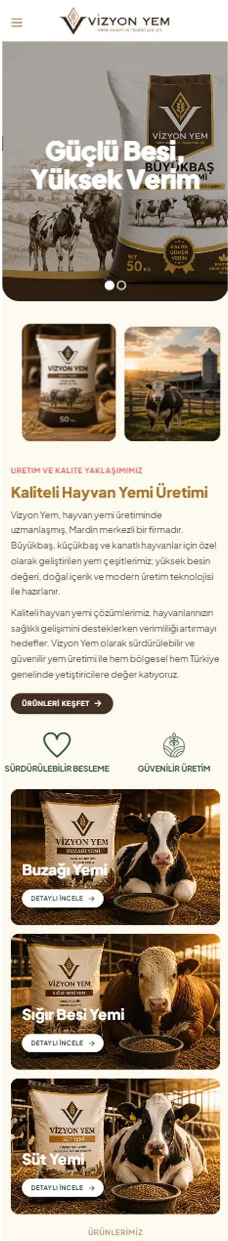 Vizyon Yem mobil görünümü
