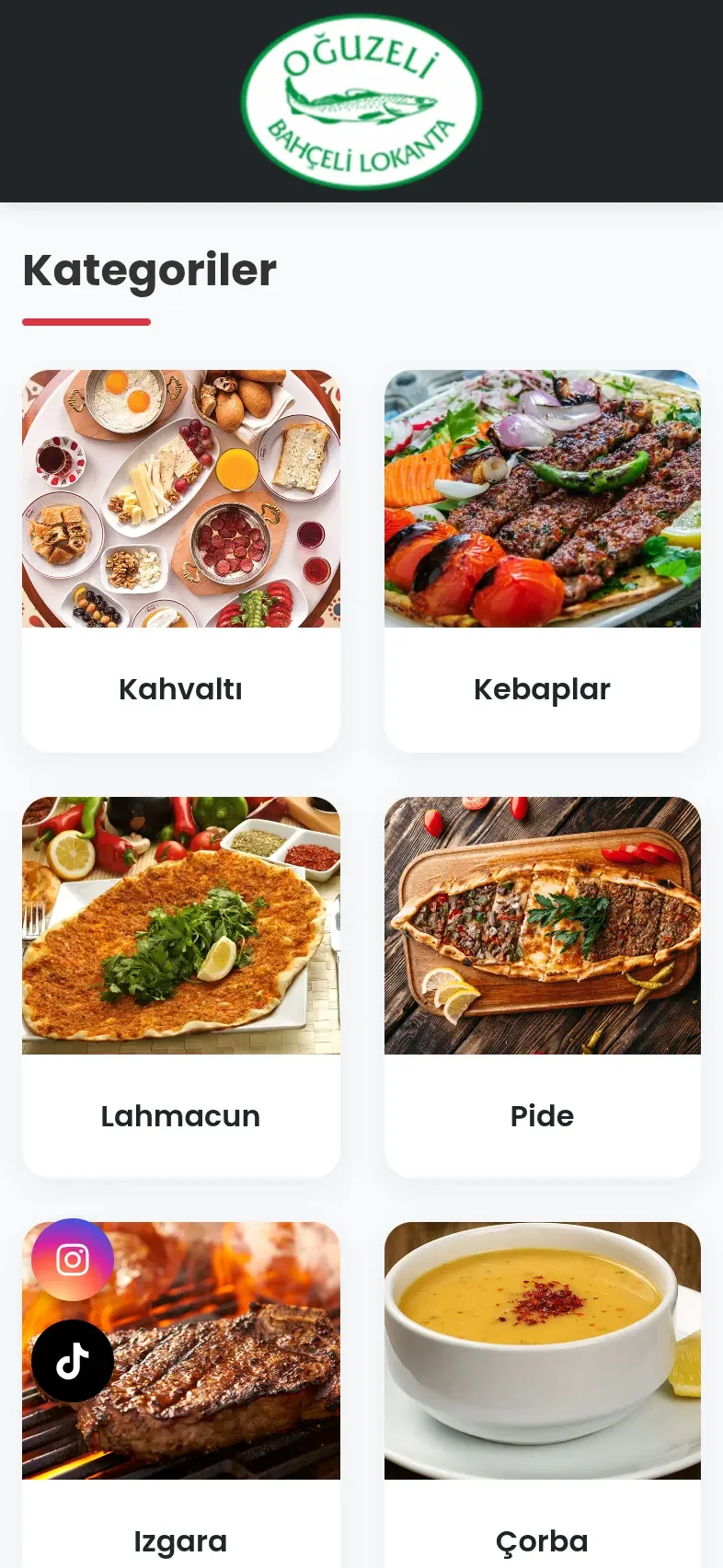 Bahçeli Lokanta mobil görünümü