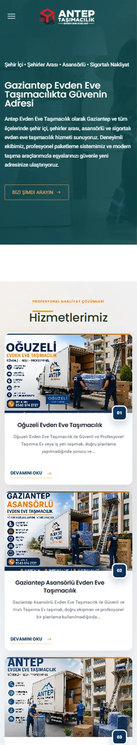 Antep Taşımacılık mobil görünümü
