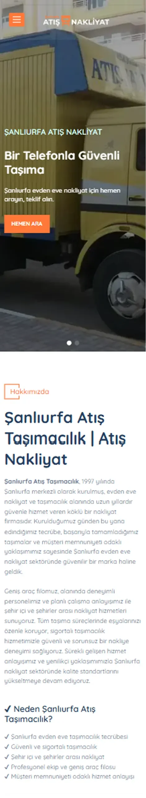 Atış Nakliyat mobil görünümü
