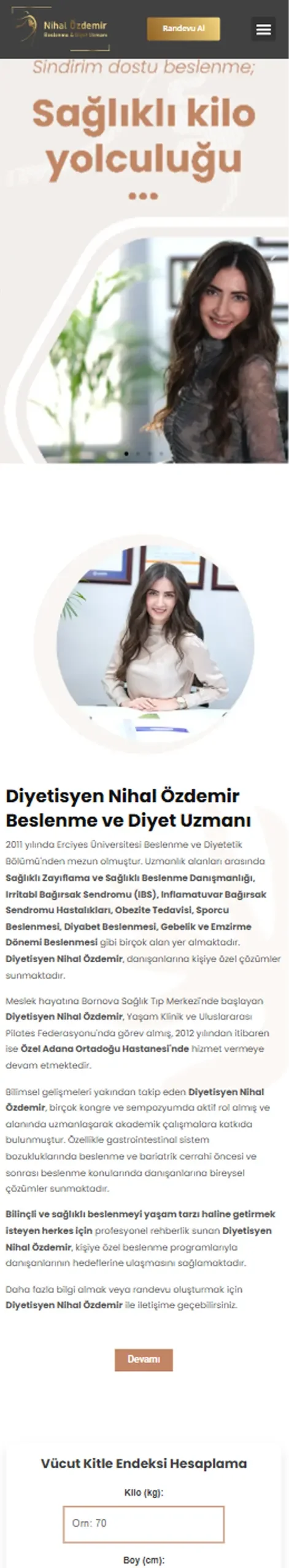Diyetisyen Nihal Özdemir mobil görünümü