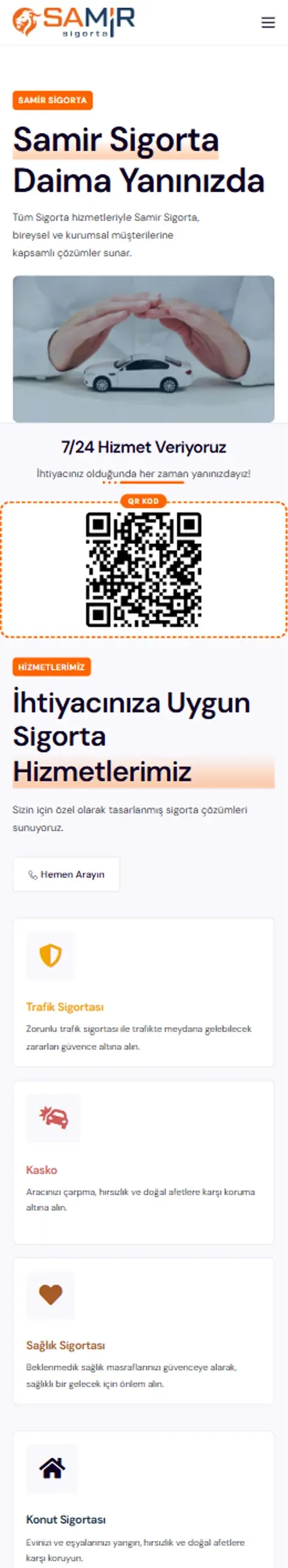 Samir Sigorta mobil görünümü