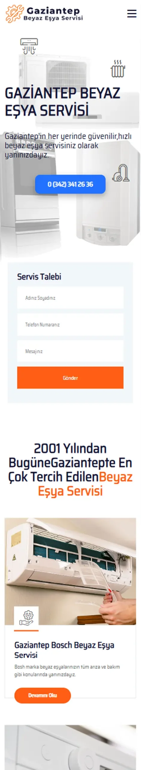 Gaziantep Beyaz Eşya mobil görünümü