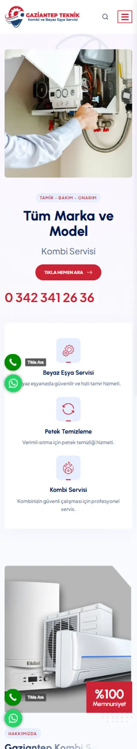Gaziantep Teknik Kombi mobil görünümü