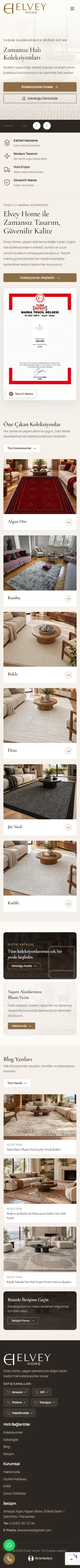 Elvey Home mobil görünümü